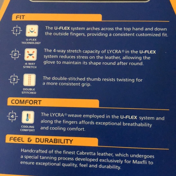 🏌️♂️MAXFLI Touch u-flex technology left hand leather Golf Glove, Velcro close - Picture 4 of 6